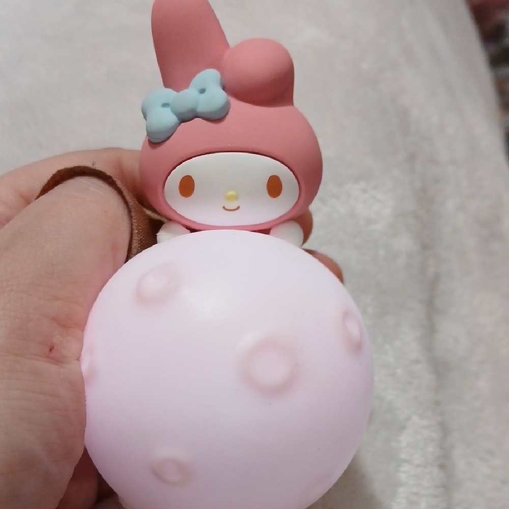 Sanrio My Melody Pink Figure Keychain with Light Blue Bow